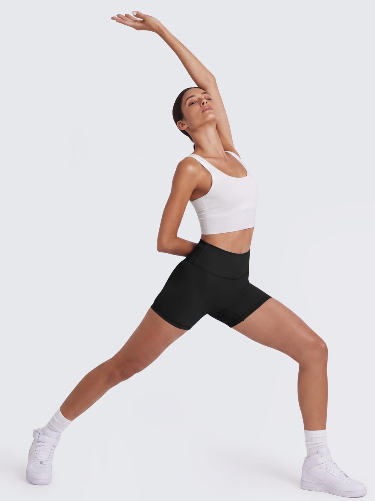 Aoysky Womens Buttery Soft Biker Shorts 4" High Waisted Ruched Workout Gym Yoga Running Athletic Shorts Black