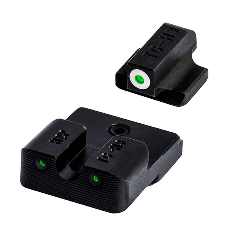 TRUGLO Tritium Pro Night Sights, Compatible with H&K VP9, VP40, P30SK, P30L, 45, & 45 Tactical (Including Compact) | Glow-in-The-Dark Front & Rear Gun Sight Set with White Focus Lock Front Ring