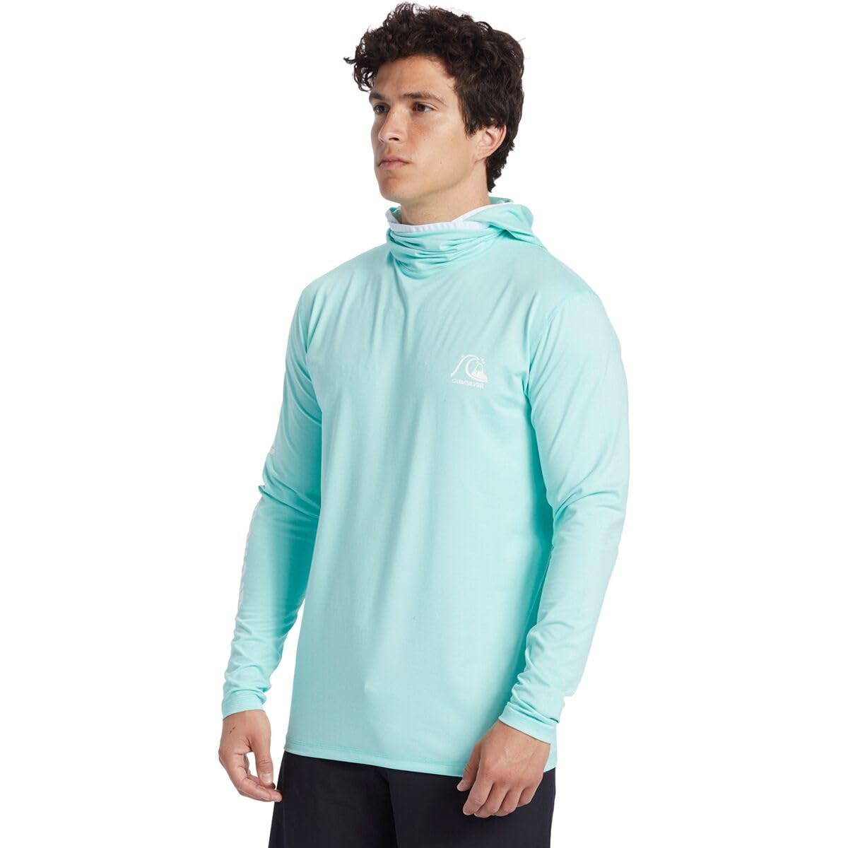 Quiksilver Men's Standard Heritage Hood Long Sleeve Rashguard UPF 50 Sun Protection Surf Shirt, Sky Blue Heather, 3X-Large