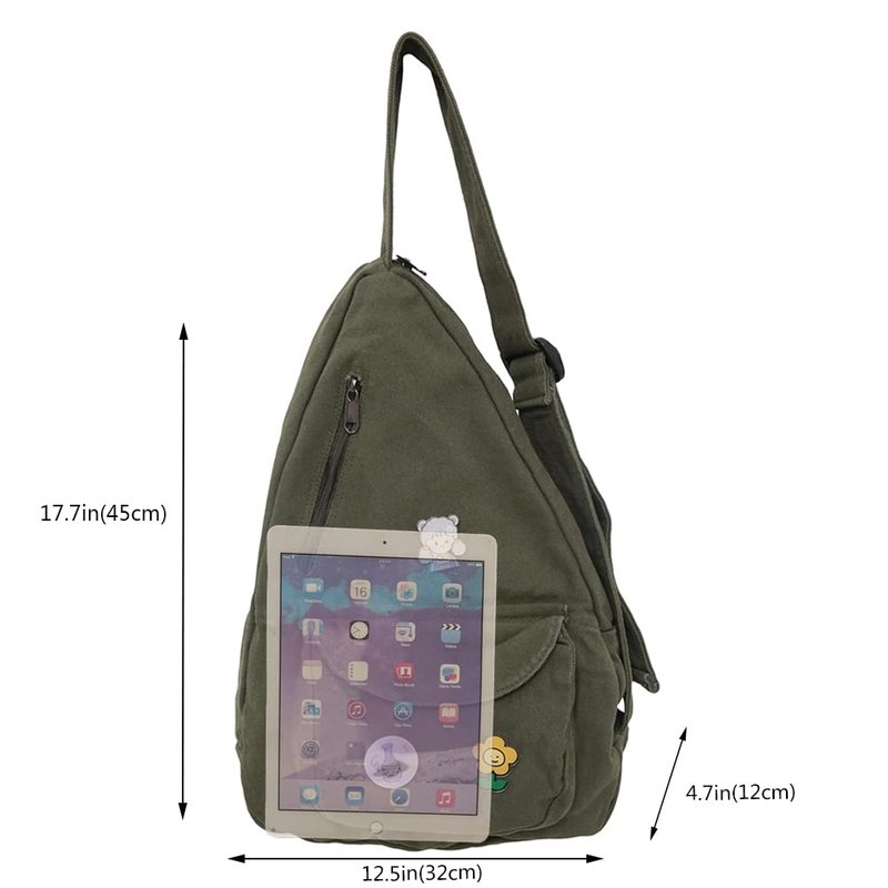PRAGARI Sling Bag for Women Crossbody Backpack Shoulder Chest Bag Daypack Small Green Travel Canvas Casual Hiking Outdoor