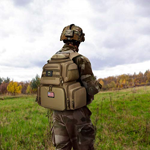 TIDEWE Tactical Range Backpack Bag for Gun and Ammo with Pistol Case (Khaki)