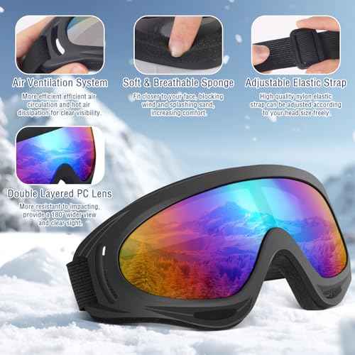 OXG 2 Pack Snowboard Ski Goggles, UV Protection Winter Snow Sports Goggles for Kids Teens Adult