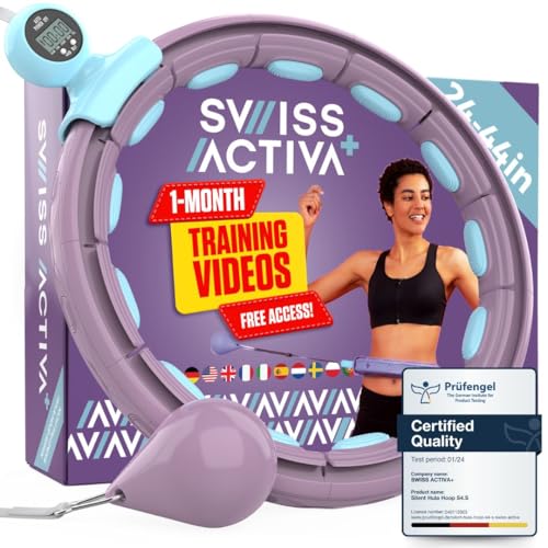 Swiss Activa+ Infinity Hoop Smart Weighted Hula Hoop - Smart Hula Hoop Fit- Exercise Hoola Hoop Exercise Equipment- Adult Hula Hoops for Exercise- Hula Hoops for Women Weight Loss