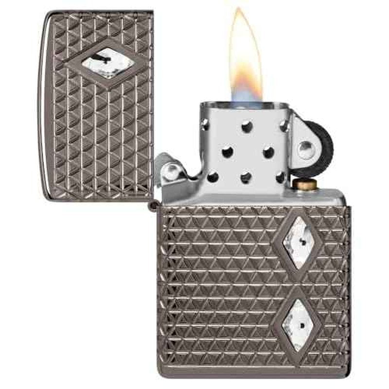 Zippo Diamond Pattern Design Armor Black Ice Pocket Lighter