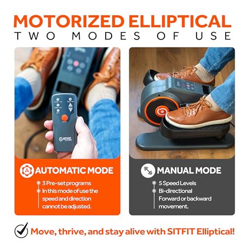 SITFIT Leg Exerciser While Sitting for Seniors - Under Desk Elliptical Machine, Under Desk Motorized Pedal Exerciser, Ellipse Leg Exerciser as seen on tv, Leg Exercise Machine 100% Assembled for Rehab