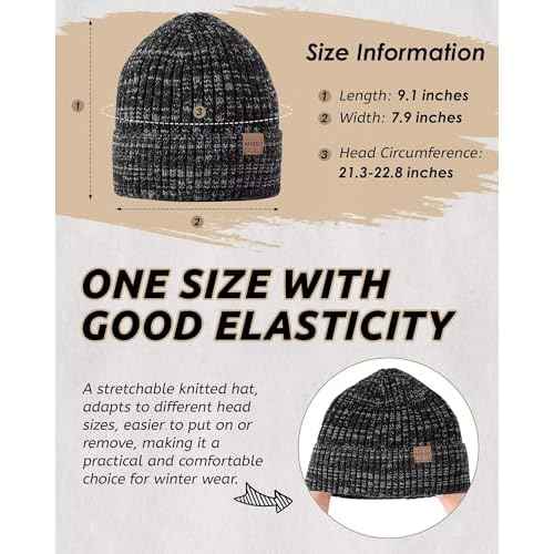 MSDC 3 Pack Winter Hats for Men, Warm Fleece Lined Beanie for Men Women, Fashionable Knit Hat Skull Cap for Cold Weather