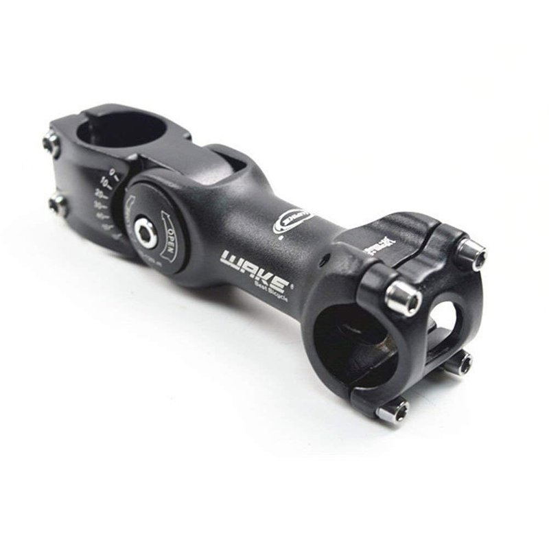 MTB Stem 31.8 90mm 0-60 Degree Adjustable Bike Stem Wake Mountain Bike Stem Short Handlebar Stem for Most Bicycle, Road Bike, MTB, BMX, Fixie Gear, Cycling (Aluminum Alloy, Lightweight, Black)