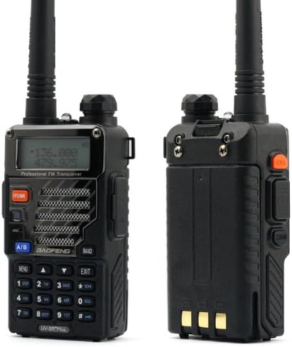 BAOFENG UV-5R+ Two Way Radio | Long Range Walkie Talkie for Adults, Rechargeable, Black, 144-148MHz, 420-450MHz