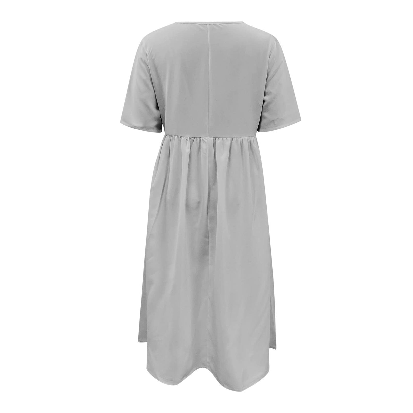 hot deals of The day clearance my orders Summer Midi Dresses for Women 2024 Plus Size Casual Loose Fashion Boho Beach Flowy Short Sleeve T Shirts Dress Cute Crewneck Sundresses with Pockets Grey XXL