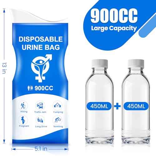 Disposable Urine Bag, 12PCS Pee Bags for Travel for Women Men, 900ML Portable Urinal Bags and Vomit Bags, Unisex Urinal Bag for Camping, Road Trip, Traffic Jam, Pregnant, Kid, Patient
