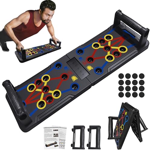 YEINLAN Solid Push Up Board 26 in 1 Home Workout Equipment Multi-Functional Pushup Stands System Fitness Floor Chest Muscle Exercise Professional Equipment Burn Fat Strength Training Arm Men & Women