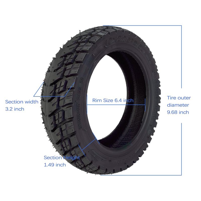 Felixstory 10x2.75-6.5 Tire Vacuum Off Road Tire, Fit for iScooter iX3 Kugookirin G3 Electric Scooter, 10 Inches, Non-slip, Explosion Proof 1pc