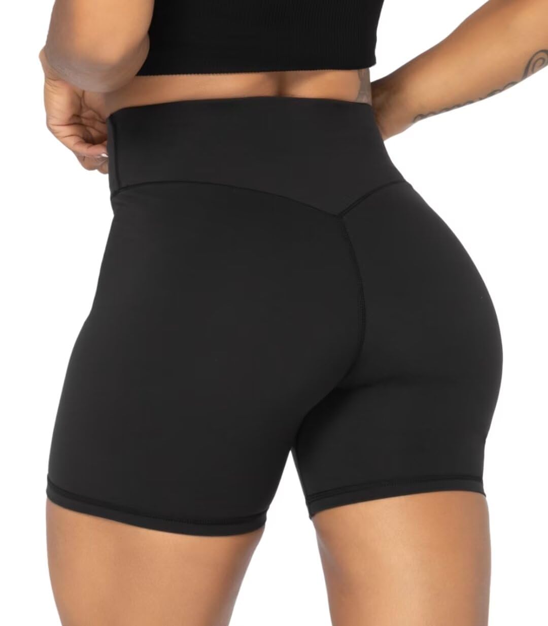 Sunzel Women's Biker Shorts in High Waist Tummy Control with No Front Seam 5" Black+Black (2 Pack) Small