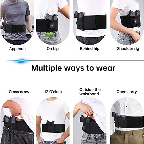 Belly Band Holster for Concealed Carry Left Hand-Gun Holster for Women & Men Fits Glock, Smith Wesson, Taurus, Ruger, and More-Breathable Neoprene Waistband for Most Pistols and Revolvers by Aomago