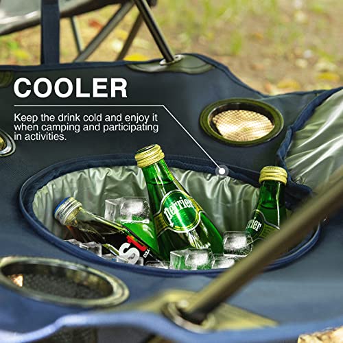 EVER ADVANCED Folding Tailgating Table with Cooler, Portable Camping Picnic Table with Cup Holders and Carry Bag for Outdoors, Beach, Hiking and Tailgating, Blue