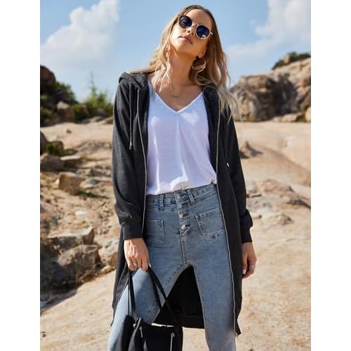 Zeagoo Women's Zip Up Hoodies Long Tunic Sweatshirts Oversized Fleece Casual Long Sleeve 2024 Fall Hoodie Jacket Coat