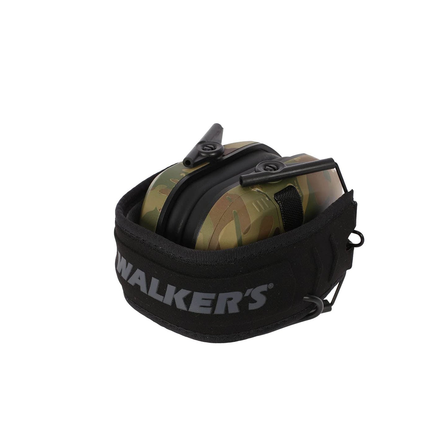 Walker's Razor Slim Shooter Multi-Camo Electronic Hunting Folding Hearing Protection Earmuffs w/ 23dB Noise Reduction & Black Shockproof Carrying Case