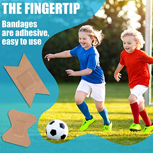 Sinmoe 100 Pieces Flexible Fabric Adhesive Bandages Knuckle and Fingertip Bandages Variety Pack for Wound Care Bulk Pack for First Aid Kits in 2 Sizes, 3 x 1.5 Inch, 1.8 x 2 Inch(Brown)