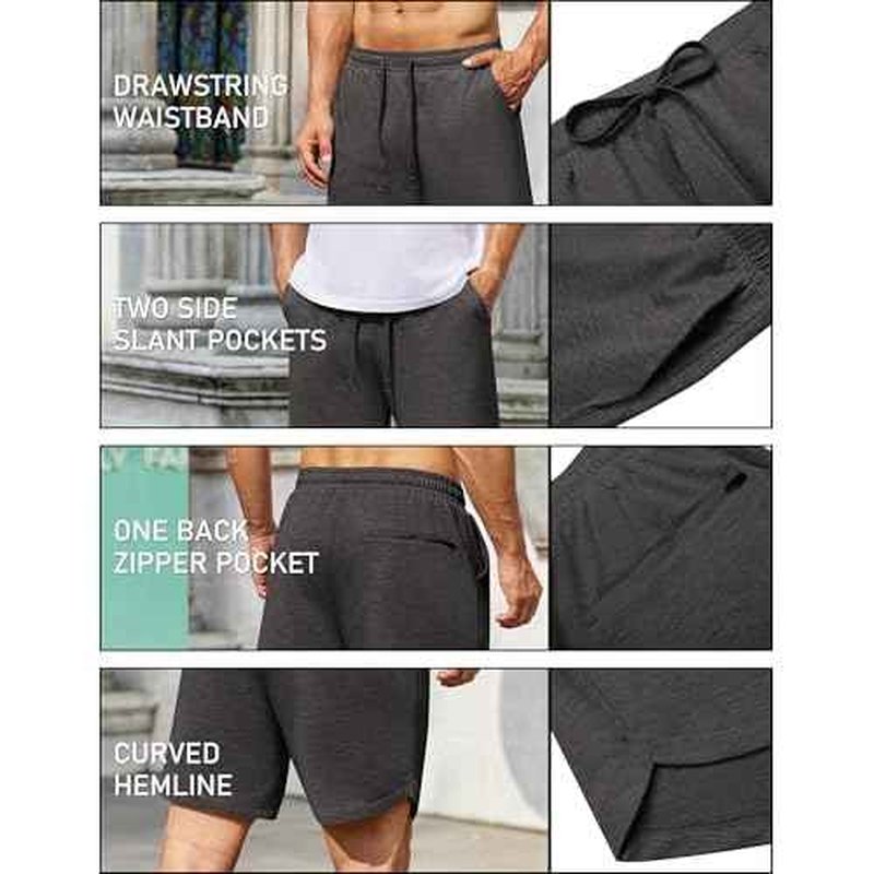 COOFANDY Men's 2 Pack Gym Shorts 7 inch Athletic Workout Shorts Drawstring Sweat Shorts with Zipper Back Pocket