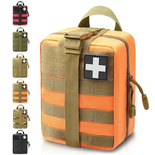 Rip Away Ifak Pouch, Molle First Aid Pouch Empty, Tactical Orange Tear Away Duty Belt Medical EMT Pouches Bag Only for Hiking Camping