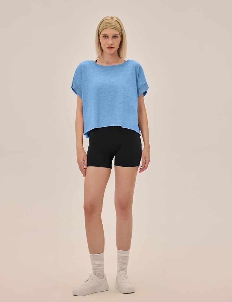 Open Back Workout Tops for Women - Loose Fit Athletic Crop Tee | Short Sleeve Gym & Yoga Shirt