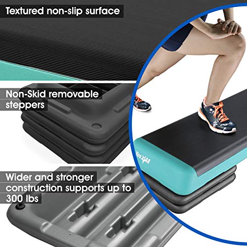 Yes4All Aerobic Exercise Workout Step Platform Health Club Size with 4 Adjustable Risers Included and Risers Options - /Black