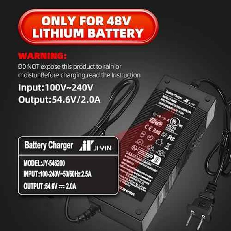 UL Certified 54.6V 2A Fast Electric Bike Charger for 48V Ebike Battery - Compatible with Lectric XP 2.0/3.0, Ecotric City/Beach, Evercross H5/H7