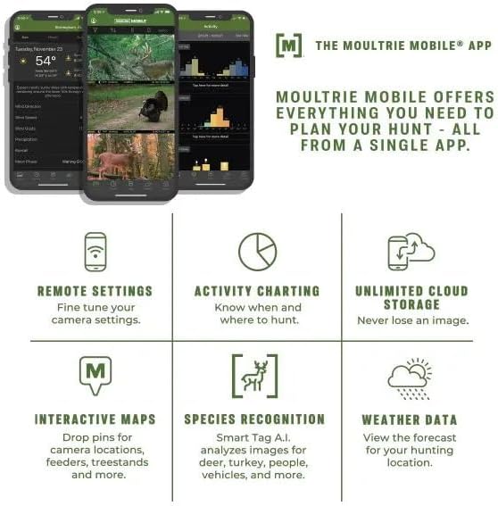 Moultrie Edge Pro Cellular Trail Camera - 1080p HD Video, Auto Connect, 100ft Detection Range | Nationwide Coverage, False Trigger Tech