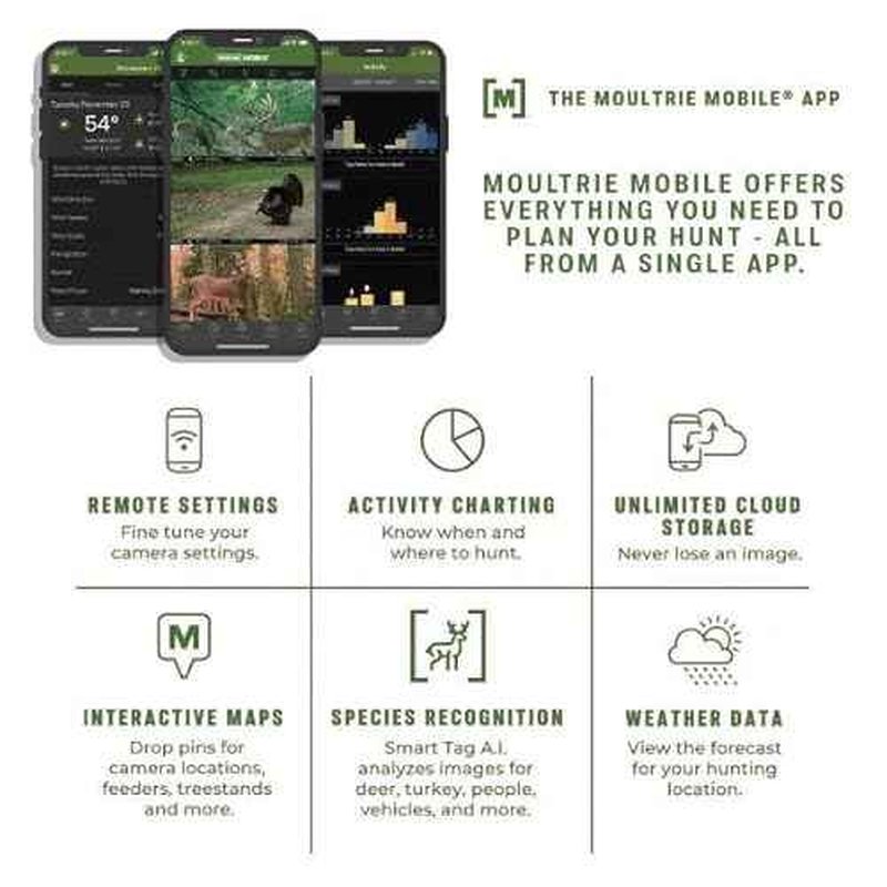 Moultrie Edge Pro Cellular Trail Camera - Auto Connect, Nationwide Coverage, False Trigger Elimination Tech,1080p Video with HD Audio, 100ft Detection Range
