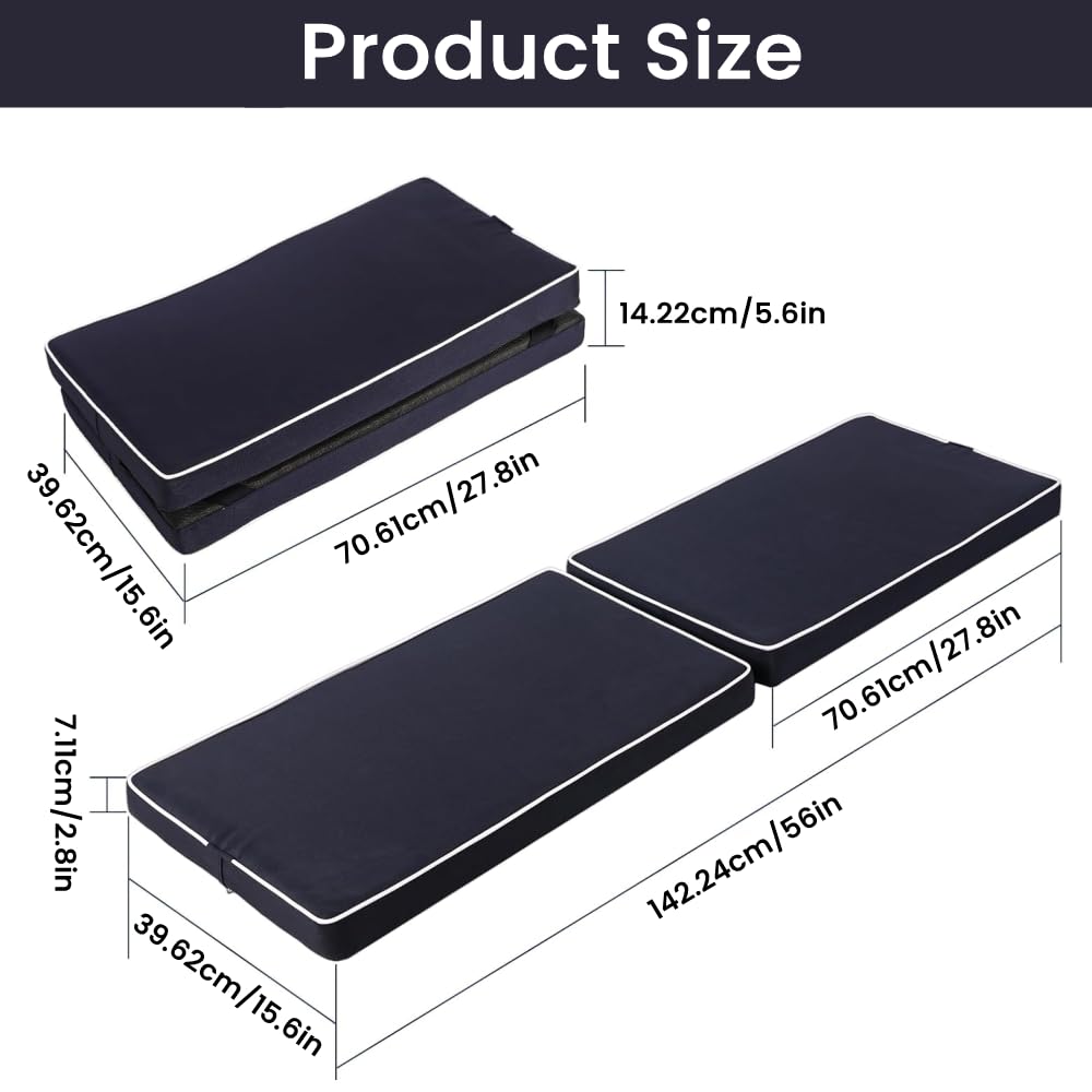 Boat Seat Cushion, Waterproof PU Leather Boat Bench/Seat Cushions, High Density Thick Sponge Bench Cushion, Removable Boat Seat Mat Soft(Length 56" x Width 15.6" x Height 2.8")