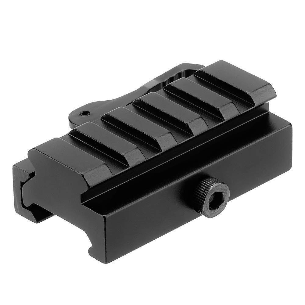 LONSEL Picatinny Riser Mount, Low Profile Rail Riser Mounts Adaptor with QD Lever Lock Quick Release & 5 Slots Picatinny Rails for Scope Rings Optics Sights, 1/2" H x 2.5''L (2 Pack)