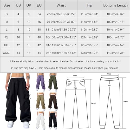 YWASYA work pants men,mens lounge pants with pockets,Cargo Pants for Men Baggy Parachute Pants Men Streetwear Y2K Joggers Drawstring Sweatpants Mens Lightweight Trousers