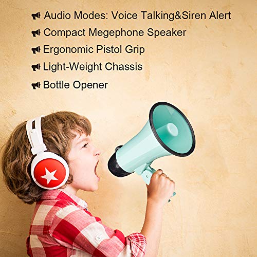 MyMealivos 20w Megaphone Speaker Portable Voice Changer Bullhorn with 6 Different Sound Effects & Built-in Siren and Record & Adjustable Volume Loud Speaker for Outdoor Sports, Party-Pink