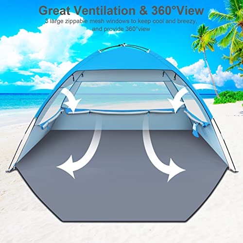 Gorich Beach Tent, UV Sun Shelter Lightweight Beach Sun Shade Canopy Cabana Beach Tents Fit 3-4 Person