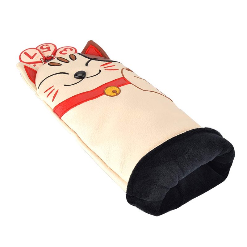 GOOACTION Lucky Cat Golf Club Fairway Wood Head Cover with Creative Cartoon Animal Kitten Pattern Synthetic Leather Golf Clubs Headcover with Number Tag 3.5.7.x