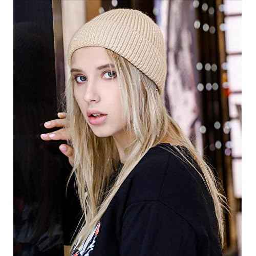 vidsel Short Fisherman Beanie for Men Women, Swag Wool Knit Cuff Trawler Skullcap,Winter Warm Hats