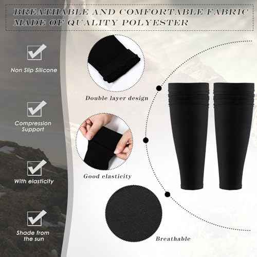 Tarpop 4 Pairs Kid Soccer Calf Sleeves Youth Leg Sleeves for Football Compression Protection Calf and Shin Support(Black)