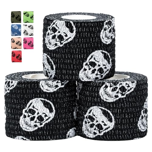 Gymreapers Hook Grip Weightlifting Tape (3 Pack) Premium Adhesive Thumb Skull Tape for Finger Protection, Powerlifting, Exercise & Cross Training - Athletic Sweat Proof Tape