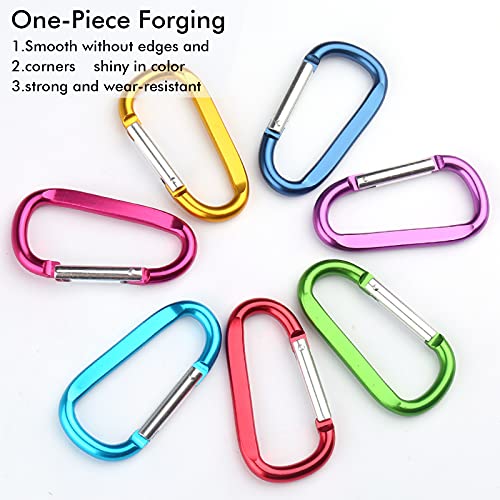 6PCS Carabiner Caribeaner Clip,3 Inch Large Aluminum D Ring Shape Carabeaner with 6PCS Keyring Keychain Hook