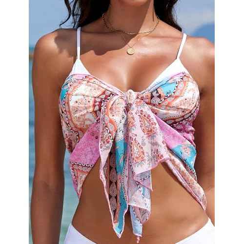 ZAFUL Boho Beach Cover Ups for Women Sarong Coverups Sheer Bikini Chiffon Wraps Skirts for Swimwear