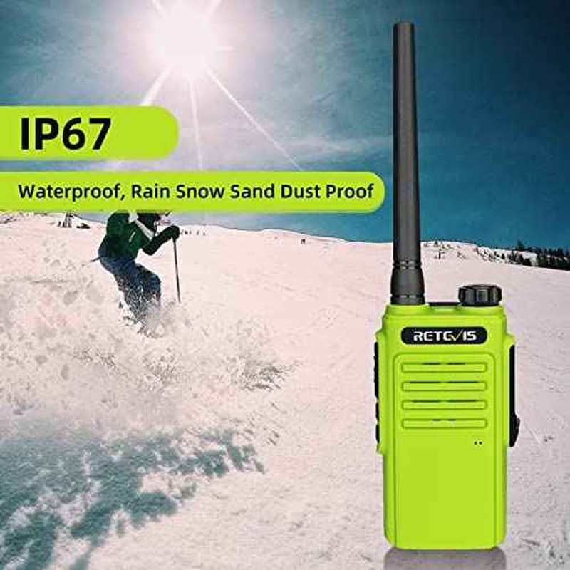 Retevis RT47 Waterproof Walkie Talkies Rechargeable,Portable Two Way Radios,Lightweight,Clear Loud,Long Range 2 Way Radios for Camping Hunting Outdoor Activities(Green,2 Pack)
