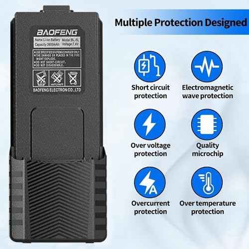 BAOFENG 2 Pack UV-5R BF-F8HP Extended Battery BL-5L 3800 mAh with USB Charging Cable for UV-5R, BF-F8HP, UV-5X3 Radios