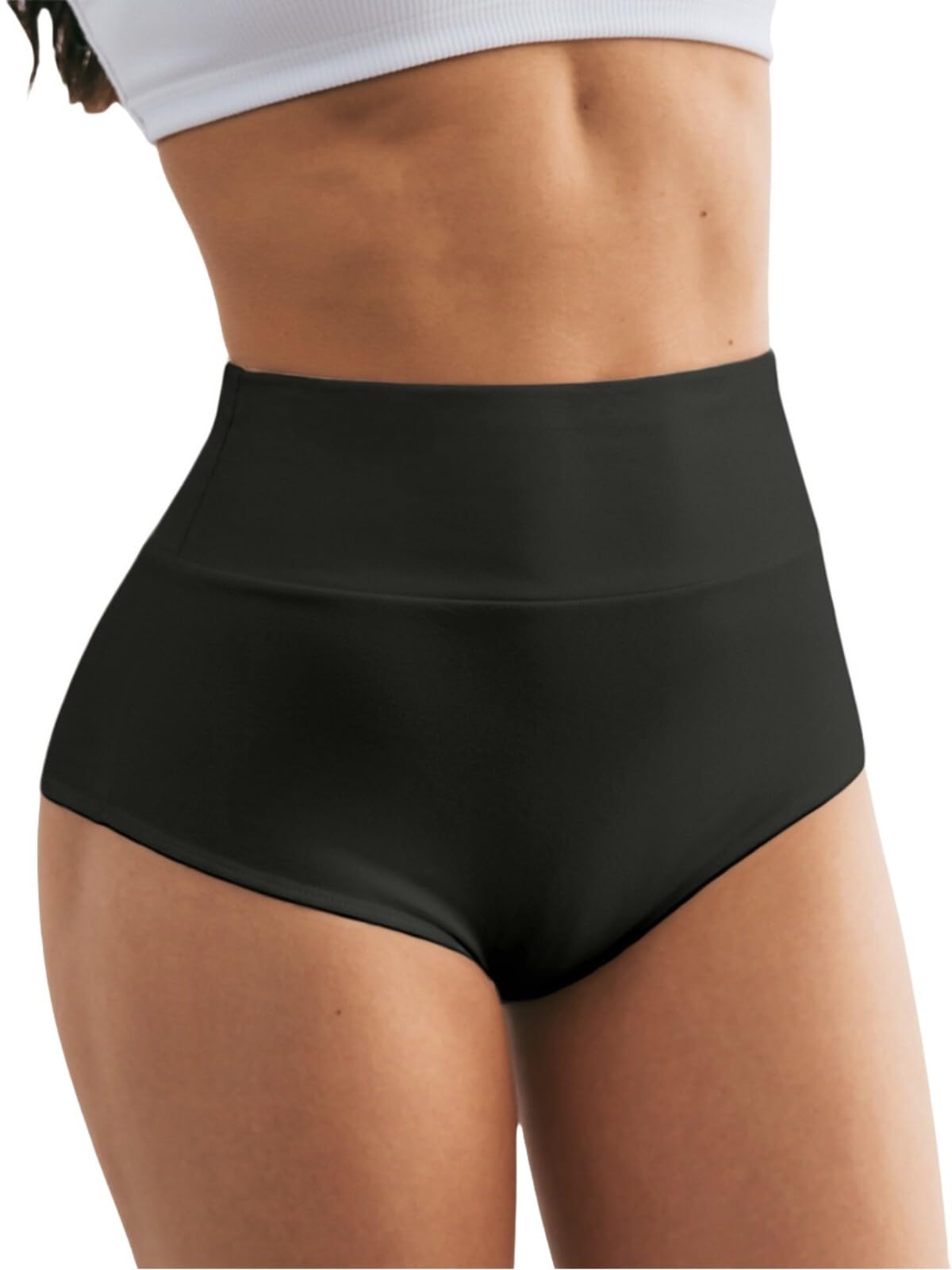 Booty Shorts for Women Sexy High Waist Yoga Workout Gym Dance Hot Pants Butt Lifting Rave Bottoms Black