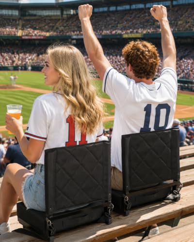 LWWTBS Stadium Seat with Back Support Black - Portable Bleacher Chair 1
