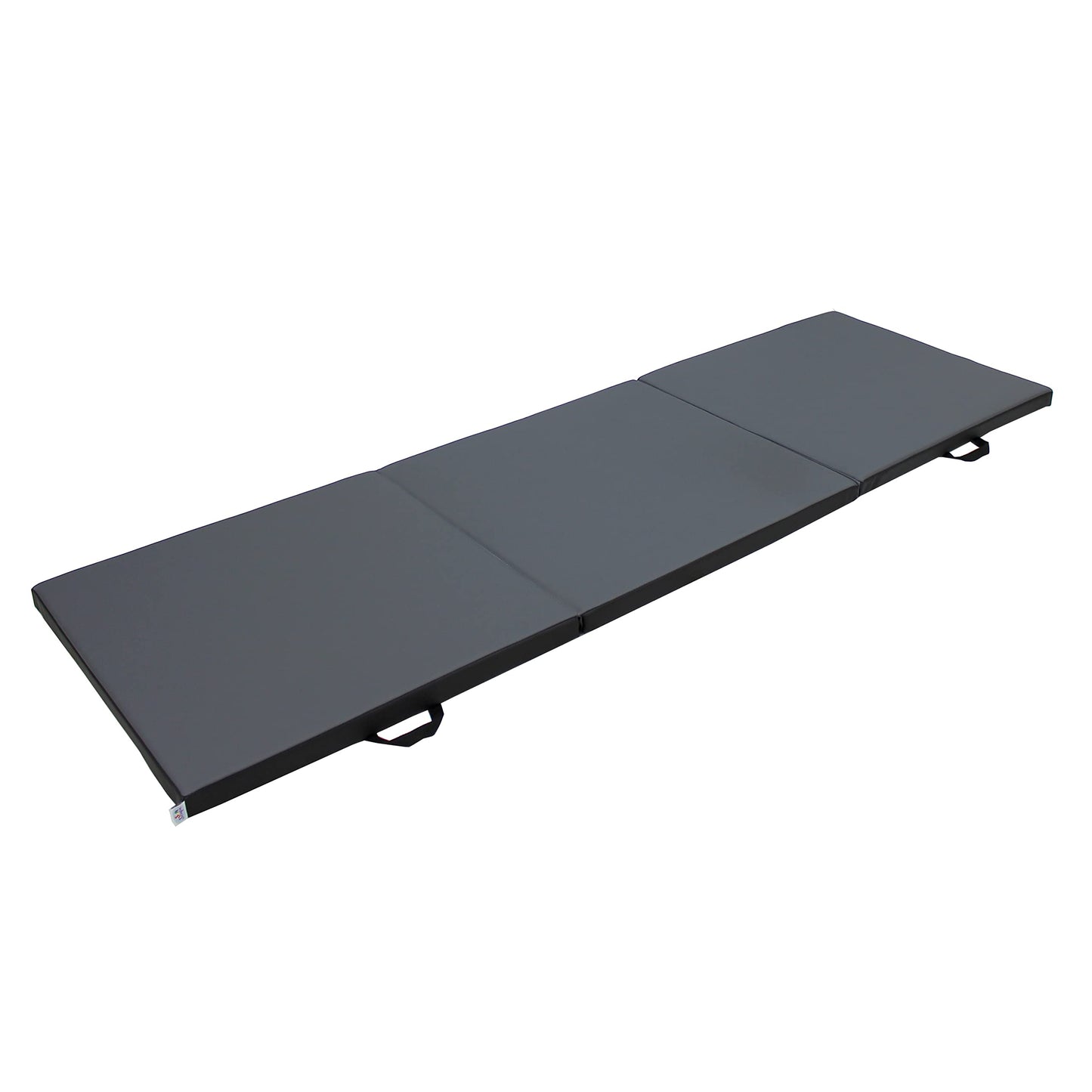 Factory Direct Partners 13685-141 3-Fold Exercise Mat with 1.5" Thick Foam, Sewn-in Handles, Stretching, Pilates, Jiu Jitsu, Kids Tumbling and More - Dark Gray/Black