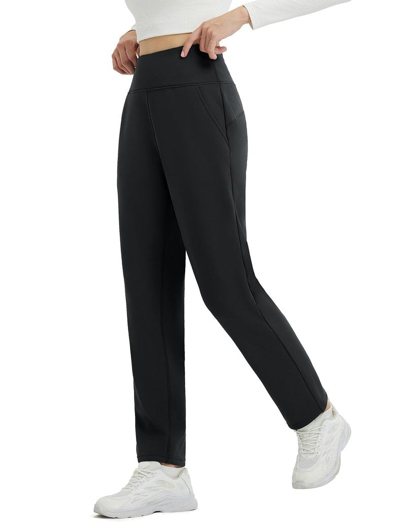 baleaf Fleece Lined Pants Women Winter Thermal Warm Water Resistant High Waisted Travel Pants Thick Pants Work Golf Casual Black M