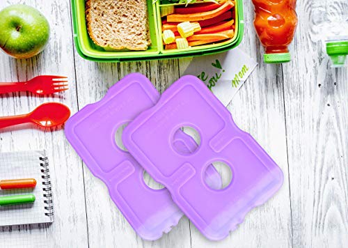 Healthy Packers Ice Pack for Lunch Box - Freezer Packs - Original Cool Pack (Set of 4) | Slim & Long-Lasting Ice Packs for Your Lunch or Cooler Bag (Purple)