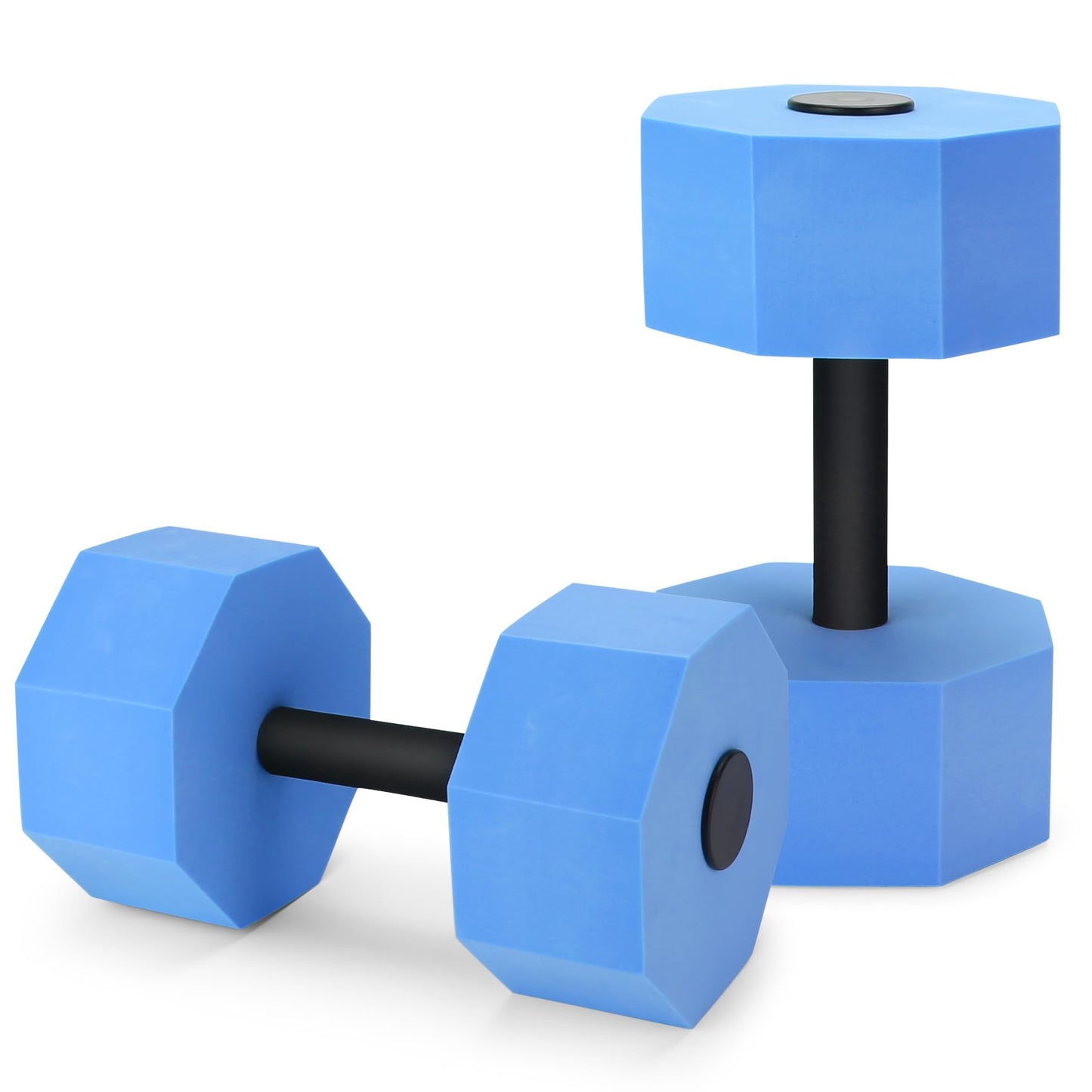 Aquatic Dumbbells, Set of 2 Water Aerobic Exercise Foam Dumbbell Pool Resistance, Detachable Water Aqua Fitness Barbells Hand Bar Exercises Equipment for Weight Loss, Pure Blue