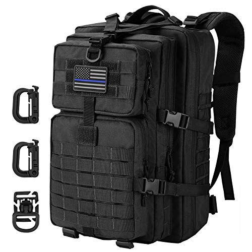 Hannibal Tactical 40L MOLLE Assault Backpack, Tactical Pack Military Army Camping Rucksack, 3-Day Pack Trip w/Patch, D-Rings