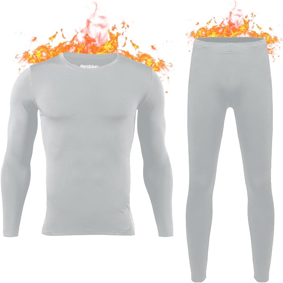 Long Johns Thermal Underwear for Men - Fleece Lined Base Layer Set for Skiing, Hunting | Winter Warmth